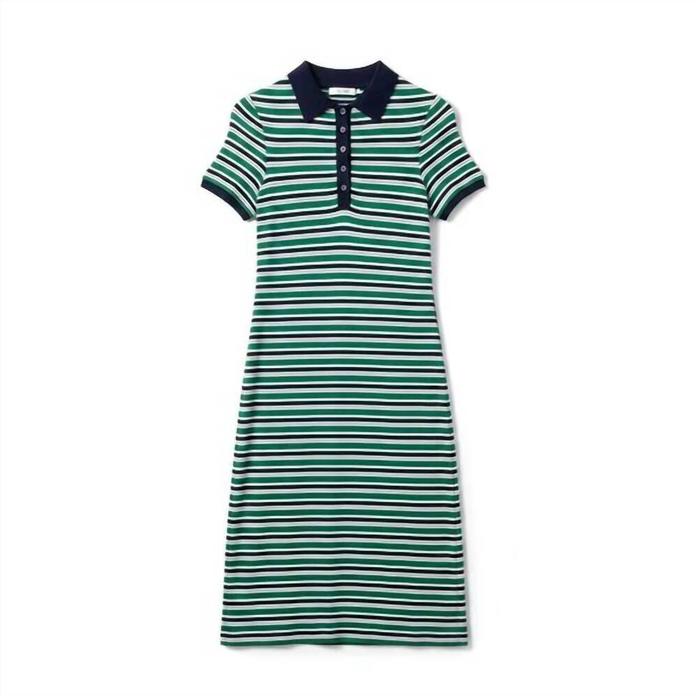 NEW SIMKHAI women's shelby knit polo midi dress in kelly green stripe